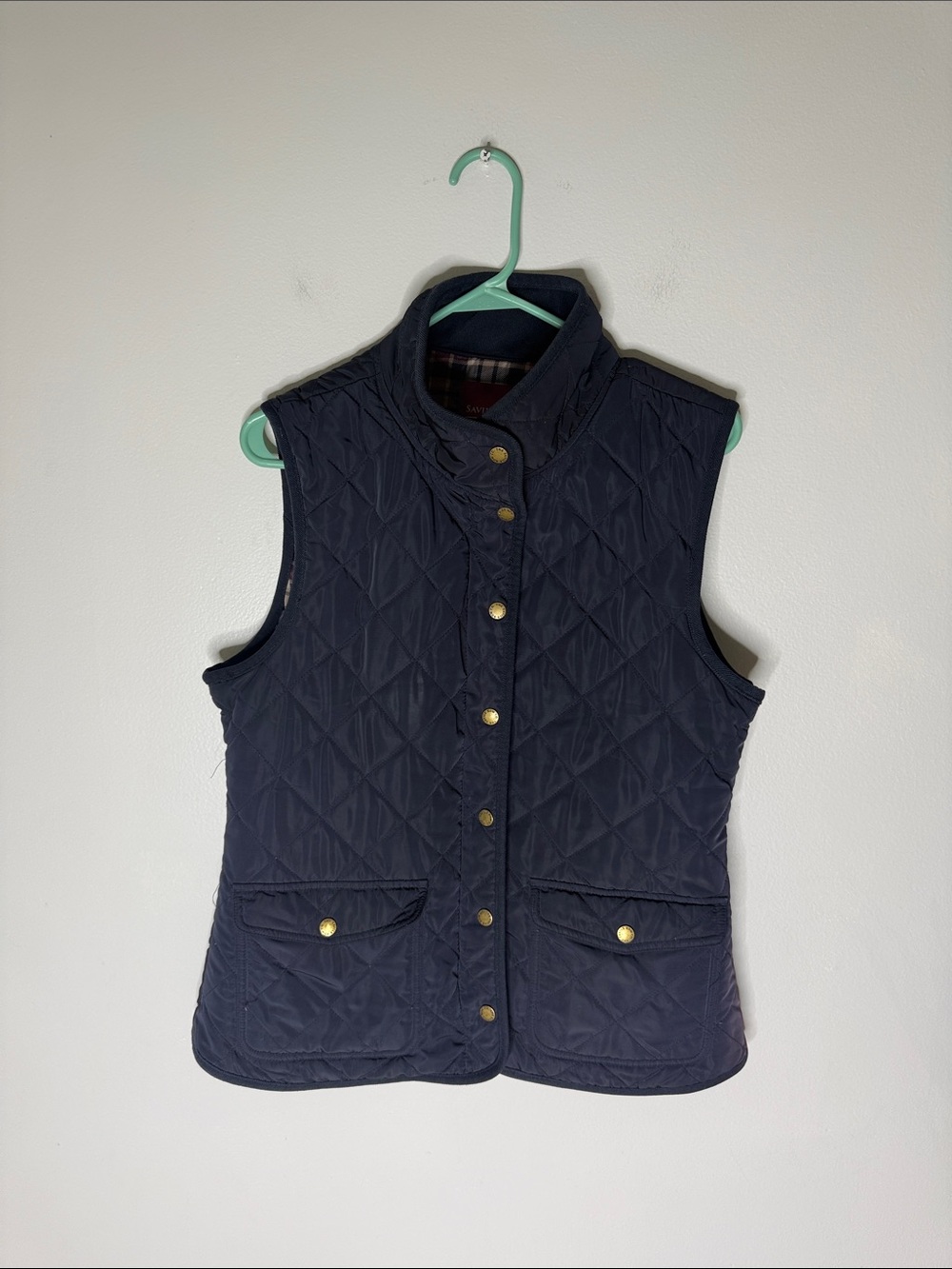 Savile Row Co. Quilted Navy Snap-Front Vest Size Large